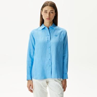  Lacoste Kadın Relaxed Fit Mavi Gömlek
