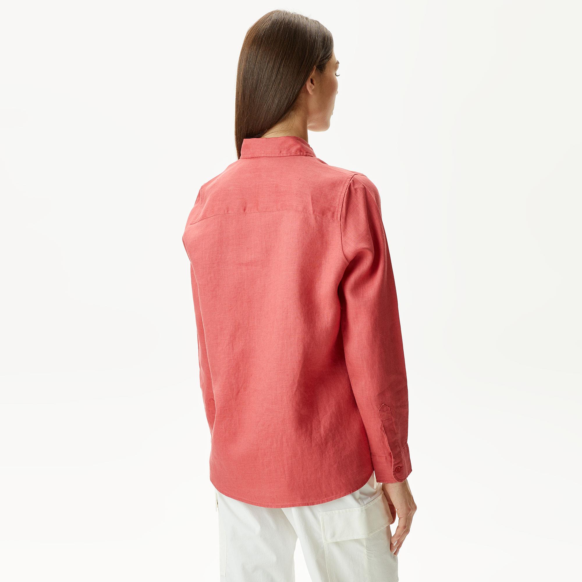 Lacoste Kadın Keten Kırmızı Gömlek