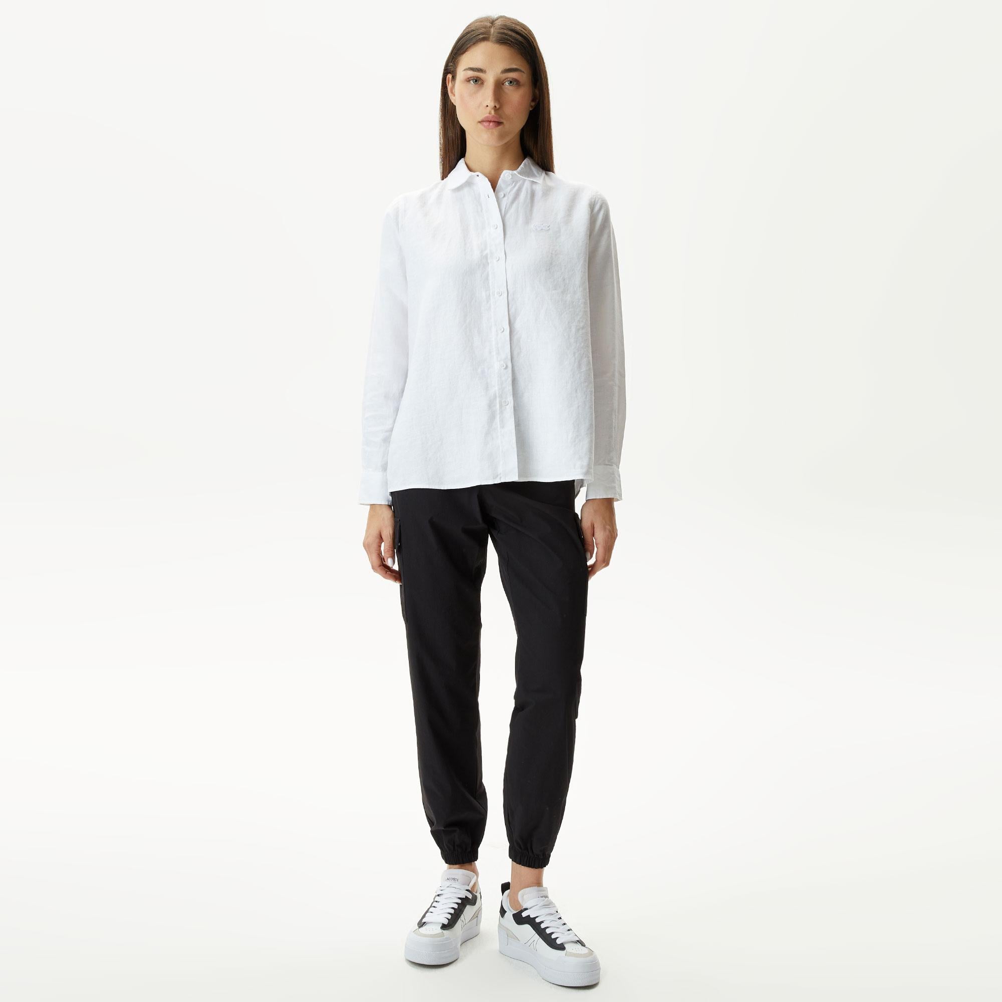 Lacoste Kadın Relaxed Fit Beyaz Gömlek