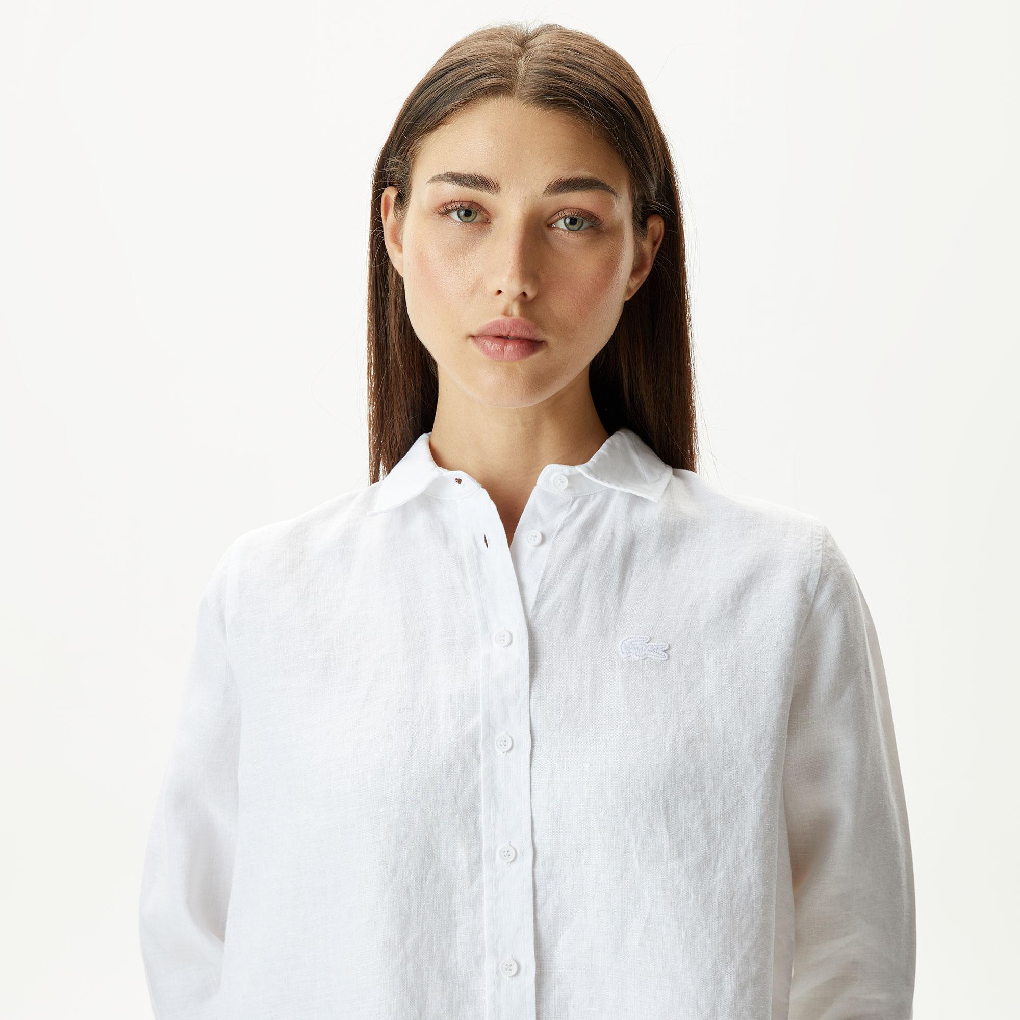 Lacoste Kadın Relaxed Fit Beyaz Gömlek