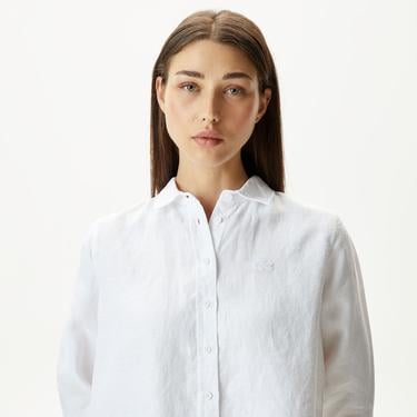  Lacoste Kadın Relaxed Fit Beyaz Gömlek