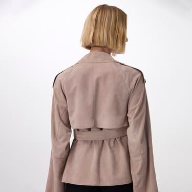  Abree Bej Kadın Süet Deri Ceket