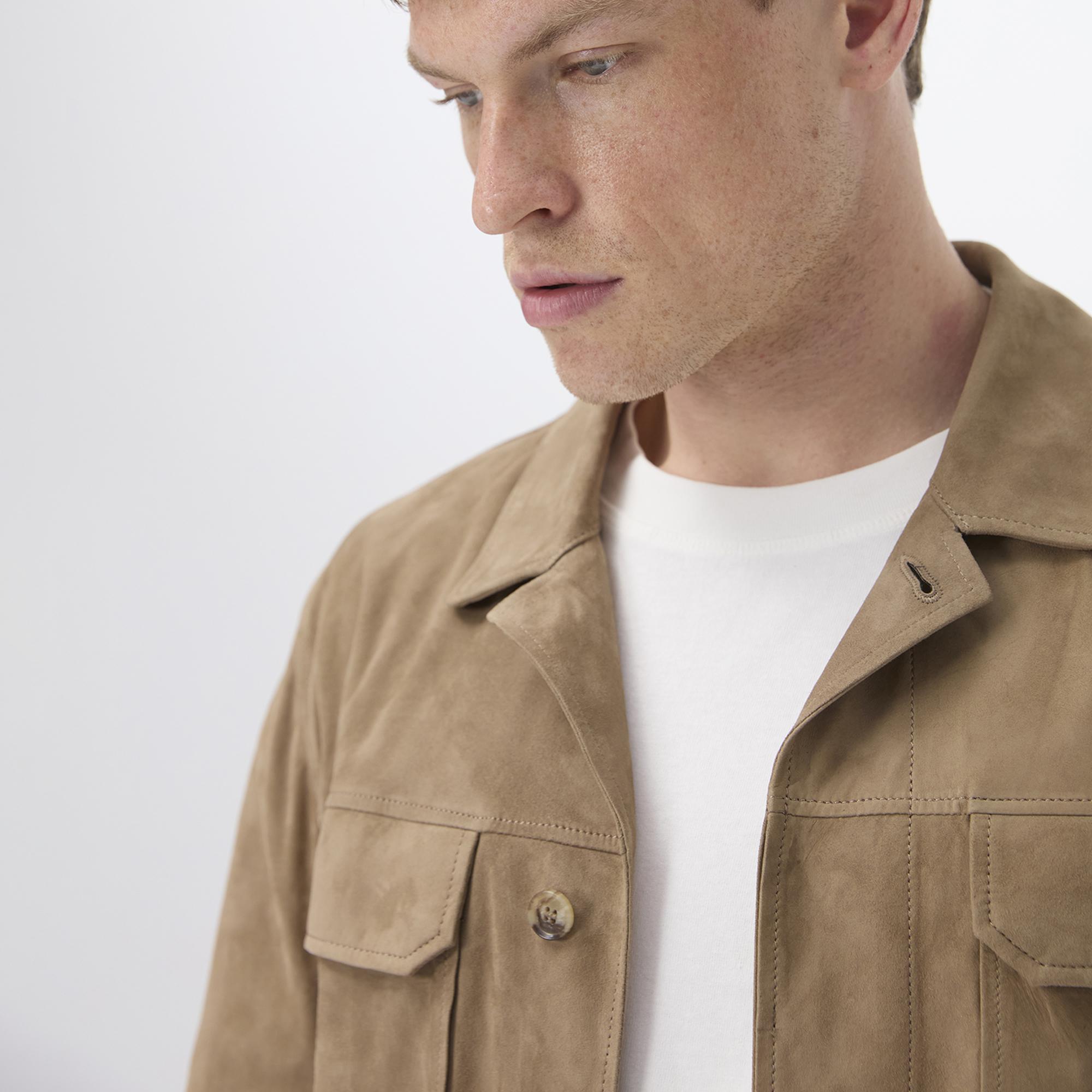 Saverio Kahve Erkek Süet Deri Gömlek