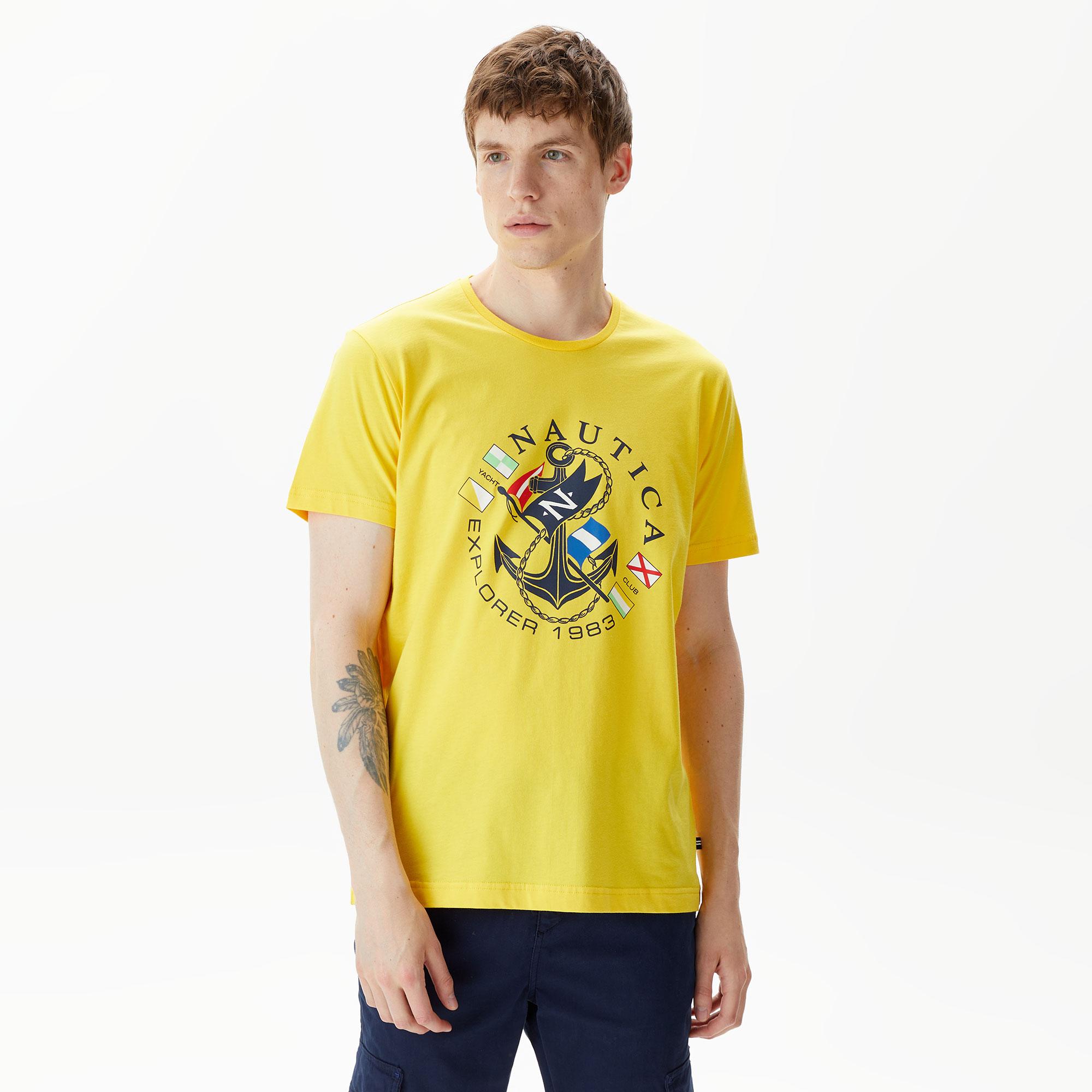 Nautica Erkek Sarı Standart Fit T-Shirt