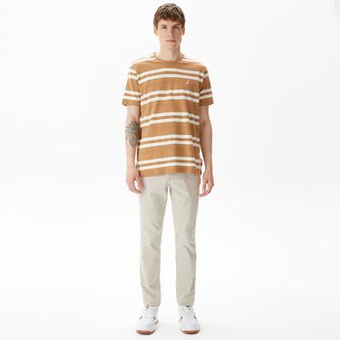  Nautica Erkek Bej Standart Fit Kısa Kollu Çizgili T-Shirt