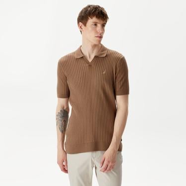  Nautica Erkek Kahverengi Classic Fit Kısa Kollu Triko