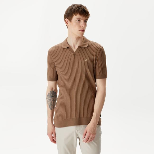  Nautica Erkek Kahverengi Classic Fit Kısa Kollu Triko