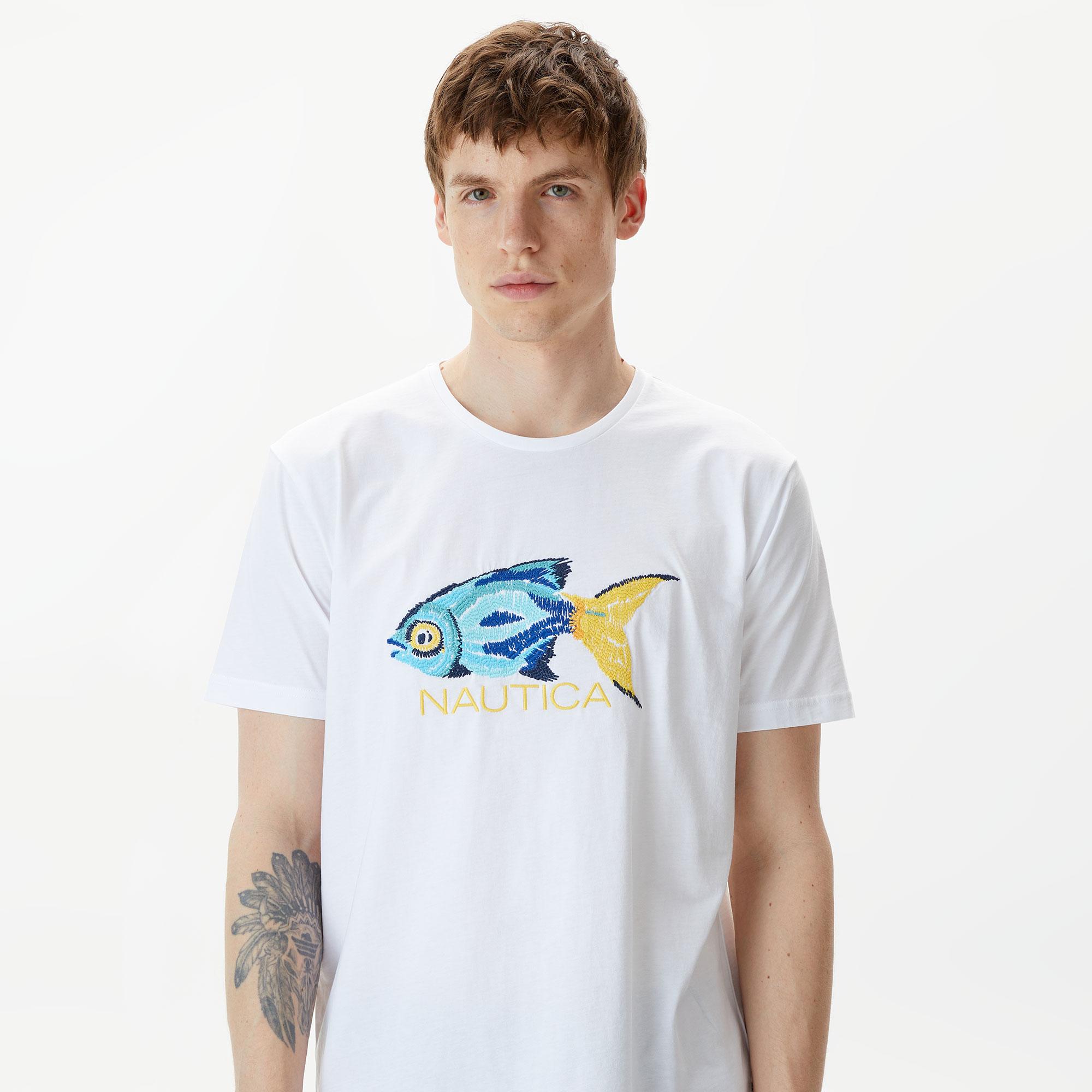 Nautica Erkek Beyaz Standart Fit T-Shirt