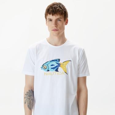  Nautica Erkek Beyaz Standart Fit T-Shirt