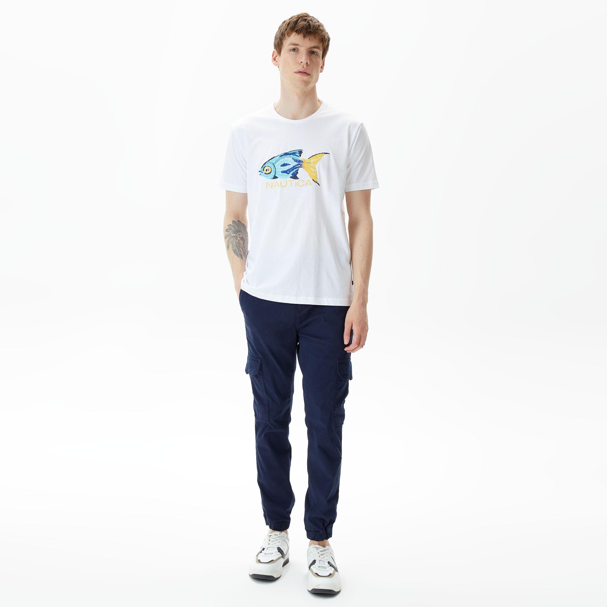 Nautica Erkek Beyaz Standart Fit T-Shirt