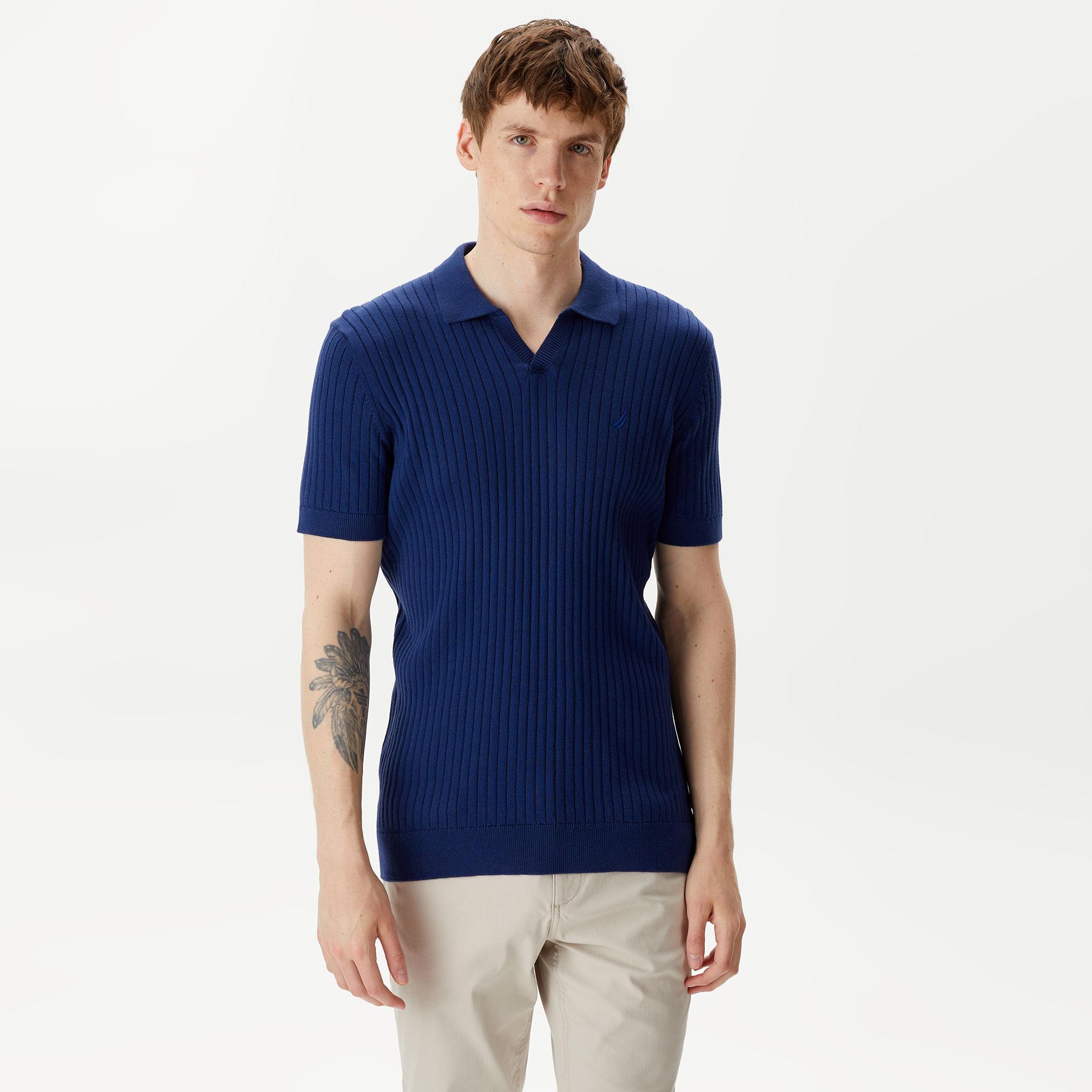 Nautica Erkek Mavi Classic Fit Kısa Kollu Kazak