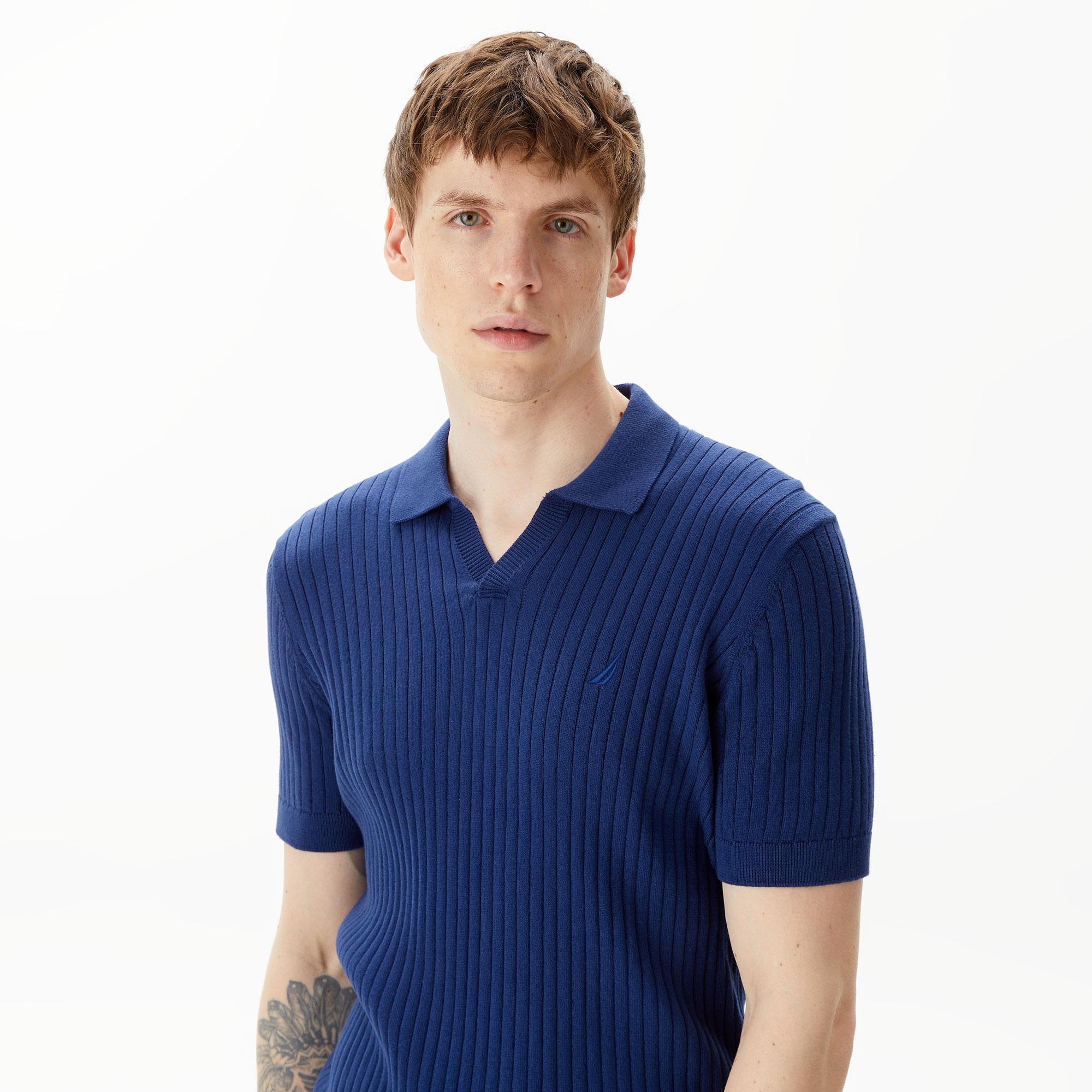 Nautica Erkek Mavi Classic Fit Kısa Kollu Kazak