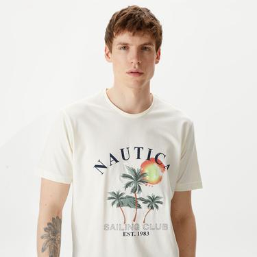  Nautica Erkek Beyaz Standart Fit T-Shirt