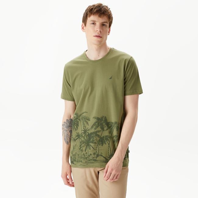  Nautica Erkek Yeşil Standart Fit T-Shirt