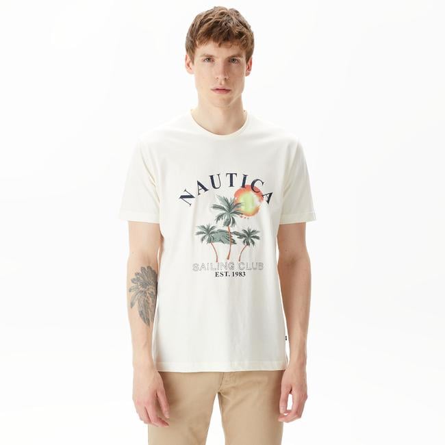  Nautica Erkek Beyaz Standart Fit T-Shirt