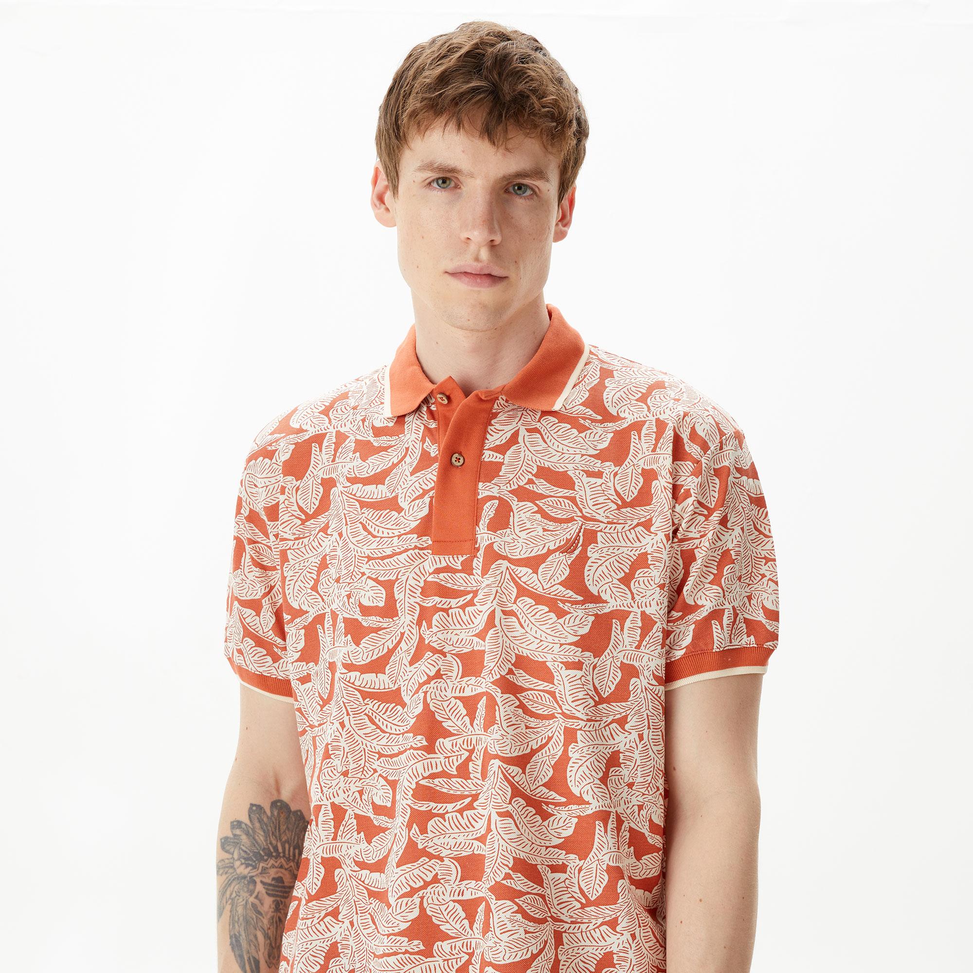 Nautica Erkek Turuncu Classic Fit Kısa Kollu Baskılı Polo Yaka T-Shirt