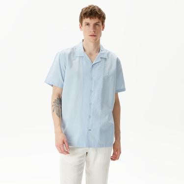  Nautica Erkek Mavi Classic Fit Kısa Kollu Gömlek