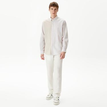 Nautica Erkek Kırık Beyaz Classic Fit Uzun Kollu Renk Bloklu Gömlek