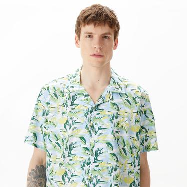  Nautica Erkek Mavi Classic Fit Kısa Kollu Desenli Gömlek