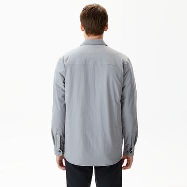  Erkek Regular Fit Baskılı Gri Gömlek