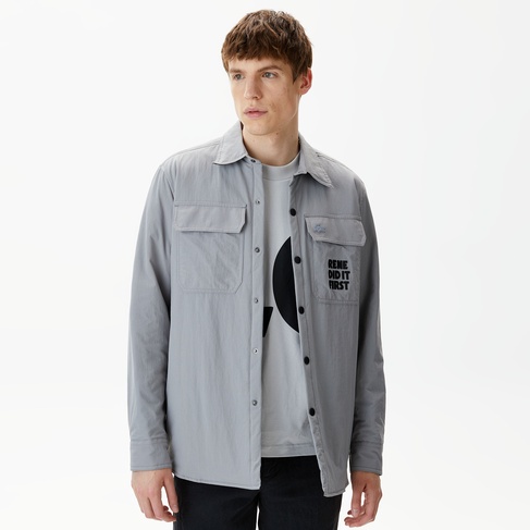  Erkek Regular Fit Baskılı Gri Gömlek