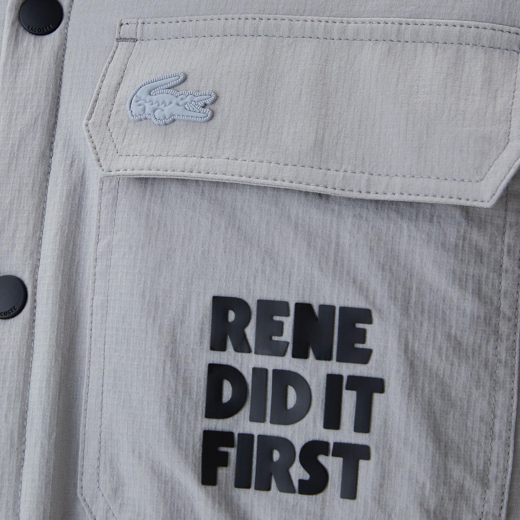 Erkek Regular Fit Baskılı Gri Gömlek