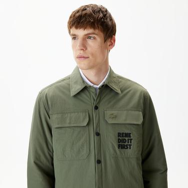  Erkek Regular Fit Baskılı Haki Gömlek