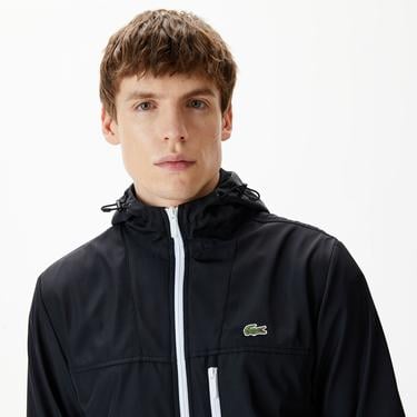  Erkek Kapüşonlu Siyah Yağmurluk