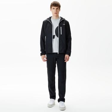  Erkek Kapüşonlu Siyah Yağmurluk