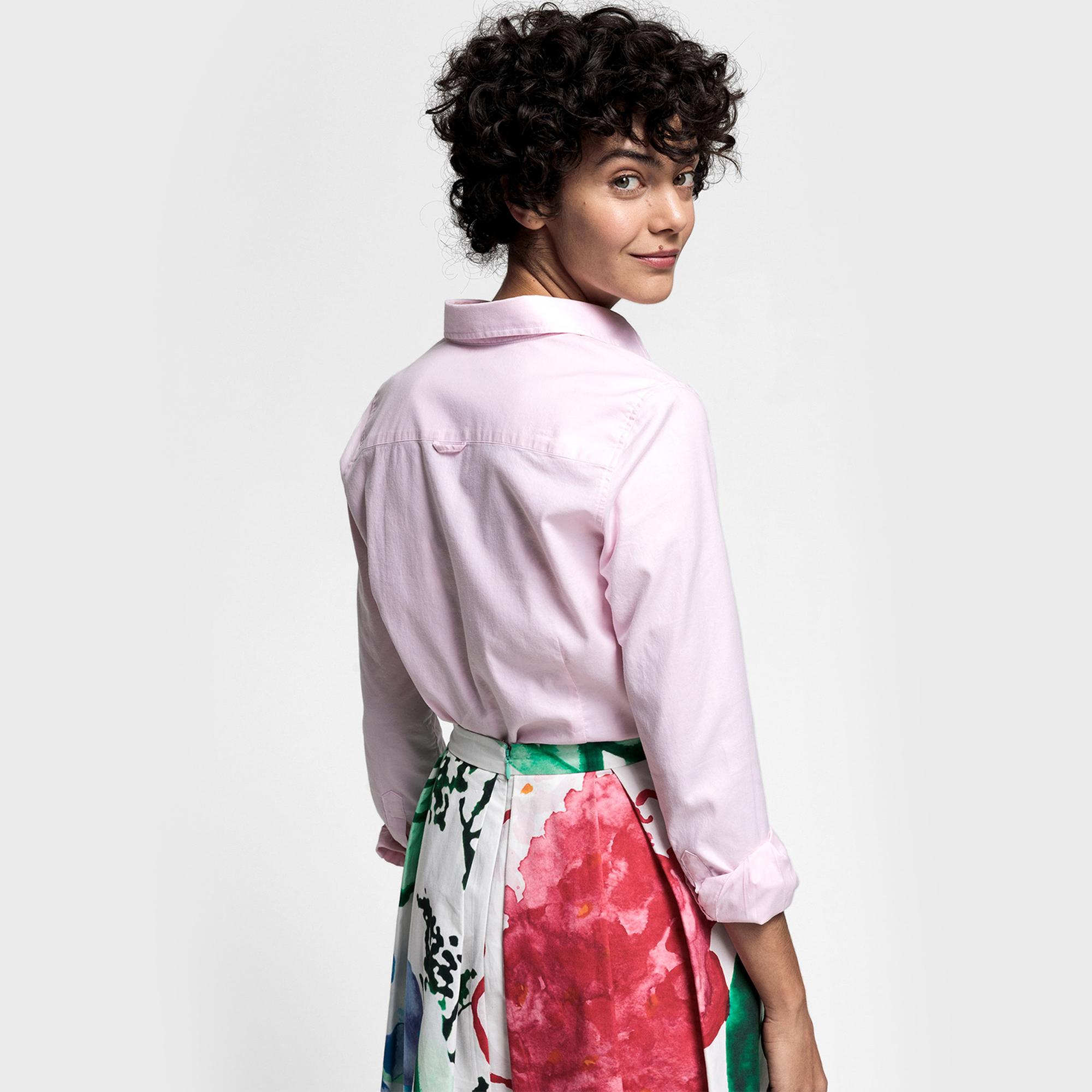 GANT Kadın Pembe Slim Fit Düğmeli Yaka Oxford Gömlek