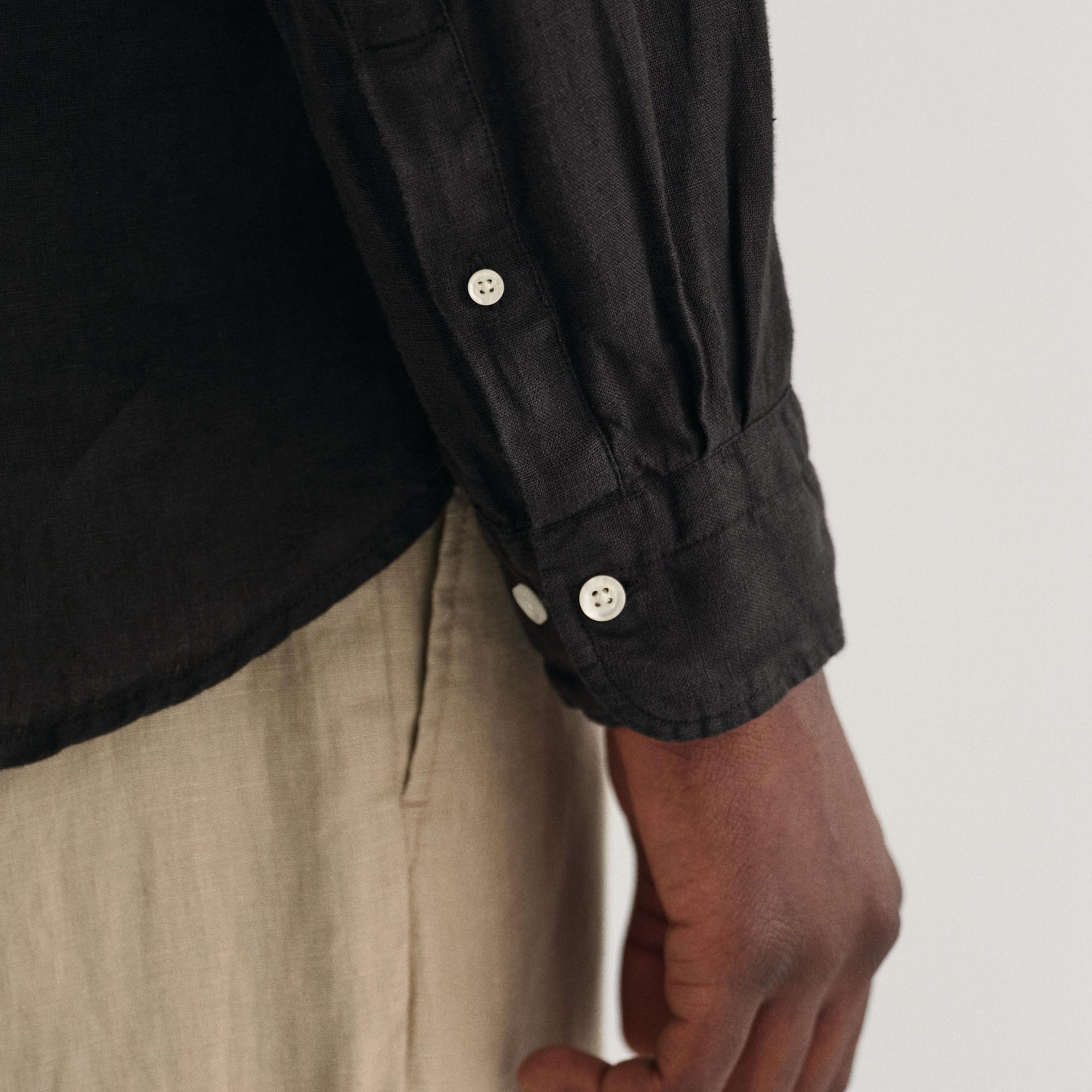 GANT Erkek Siyah Regular Fit Keten Gömlek