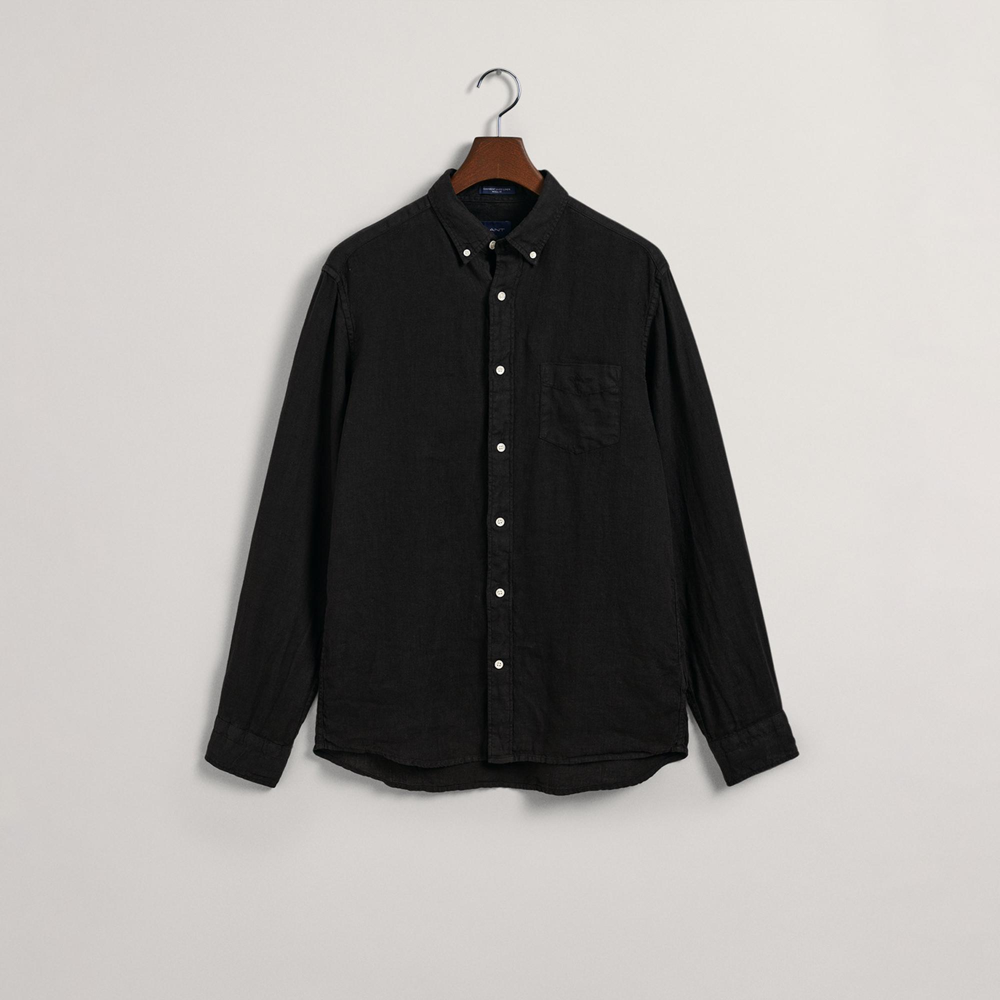 GANT Erkek Siyah Regular Fit Keten Gömlek