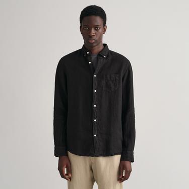  GANT Erkek Siyah Regular Fit Keten Gömlek