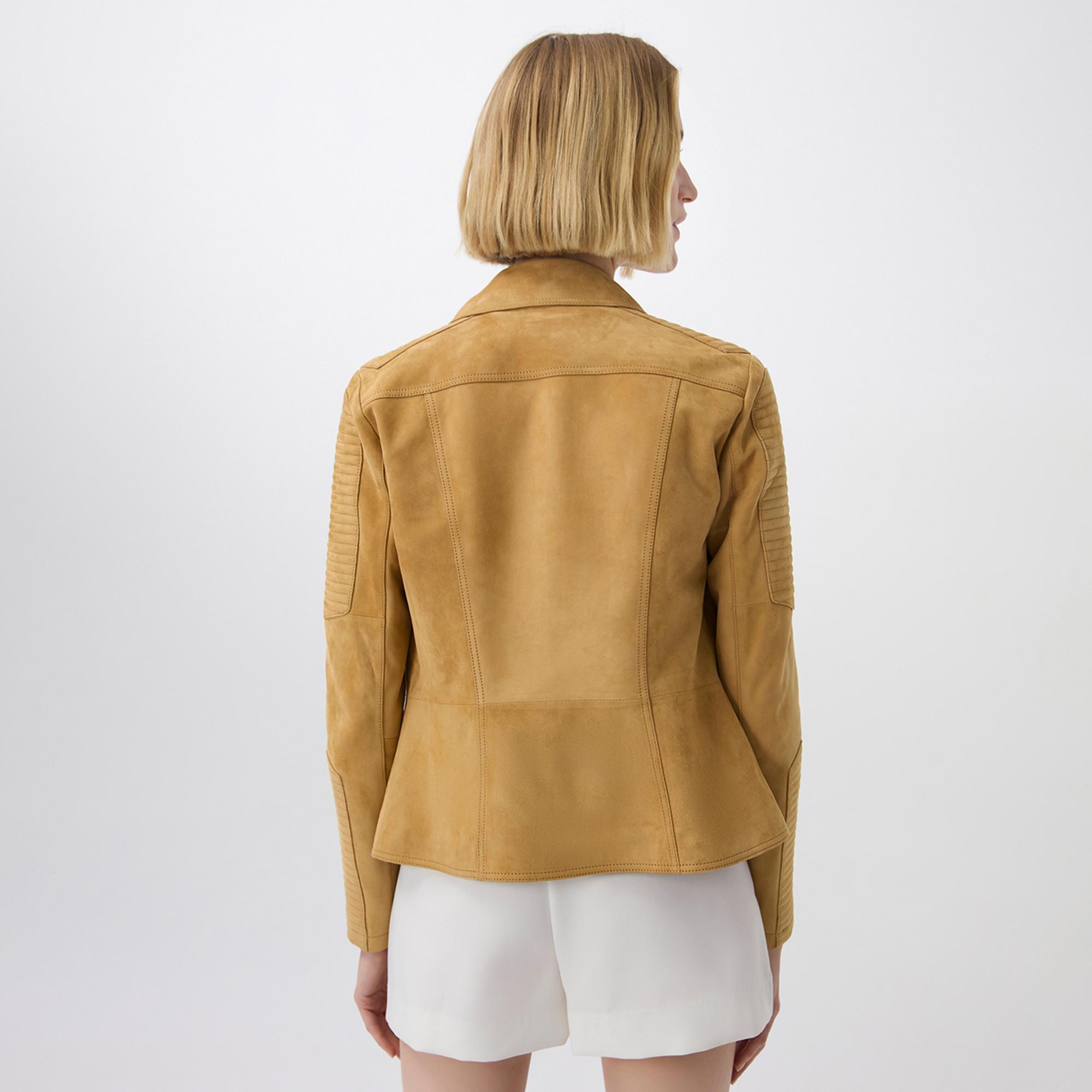 Kadın Hardal Süet Deri Ceket