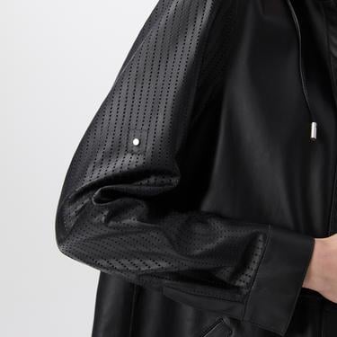  Aldabella Siyah Kadın Perforeli Deri Pardösü