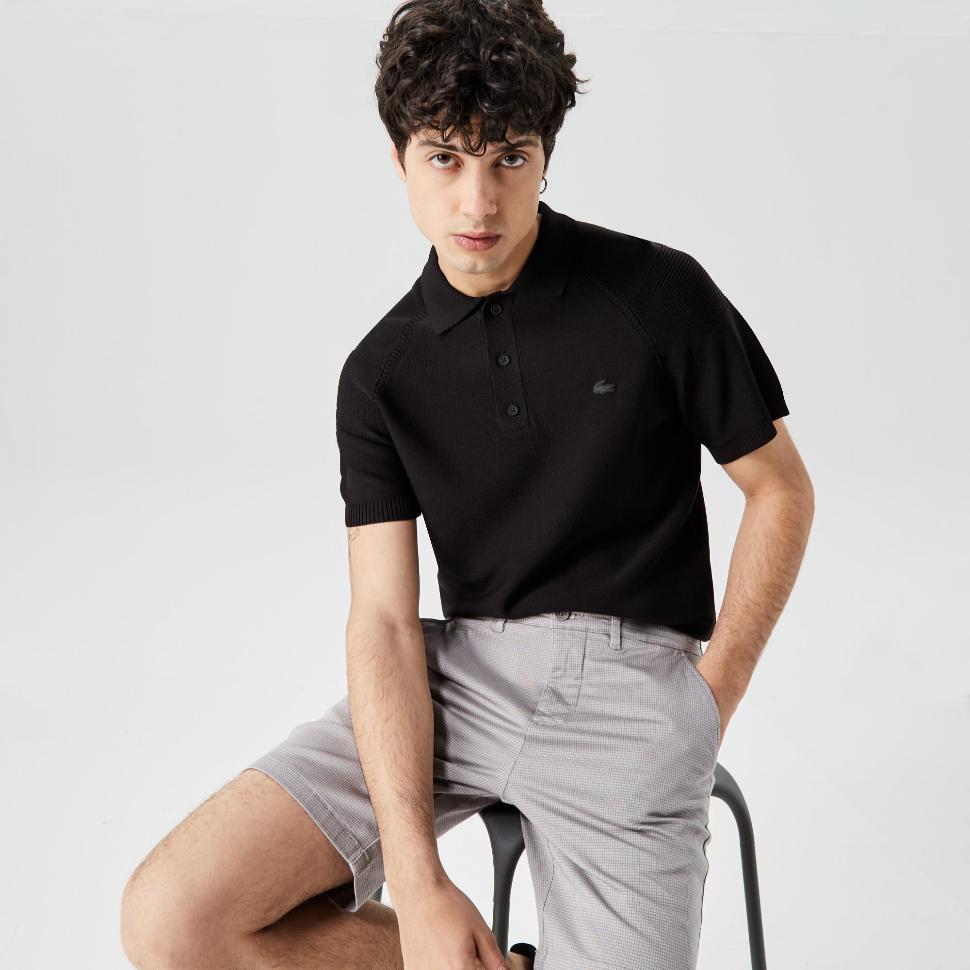  Erkek Regular Fit Kısa Kollu Polo Yaka Siyah Triko