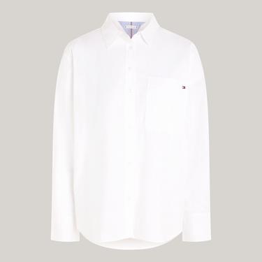  Tommy Hilfiger Essential Cotton Easy Fıt Shırt Kadın Beyaz Gömlek