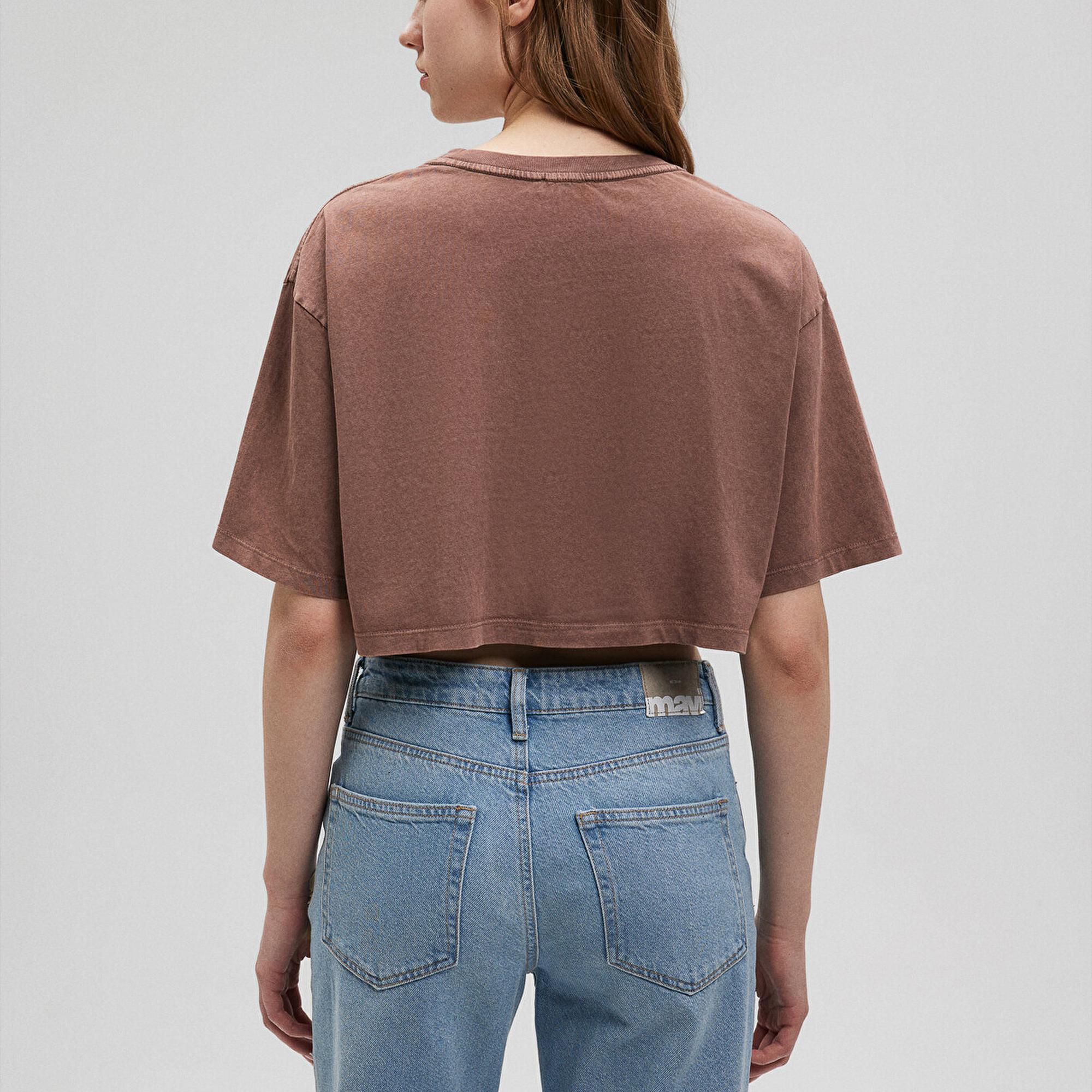 Mavi Baskılı Kahverengi Tişört  1612499-70244