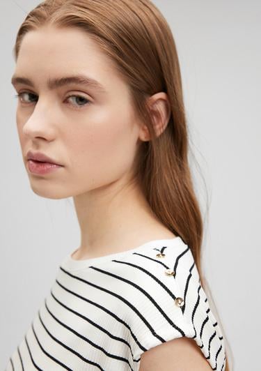  Mavi Siyah Tişört Crop / Kısa Kesim 1612324-85407