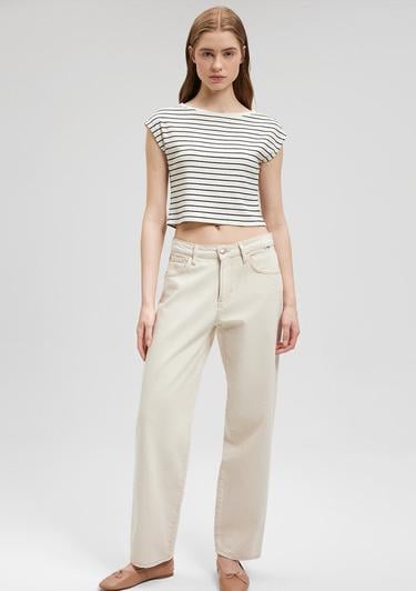  Mavi Siyah Tişört Crop / Kısa Kesim 1612324-85407