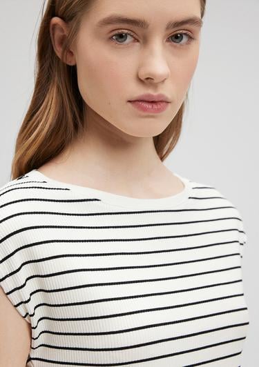  Mavi Siyah Tişört Crop / Kısa Kesim 1612324-85407