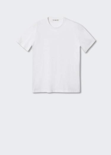  Mango Erkek Lightweight Merserize Günlük Tişört Beyaz