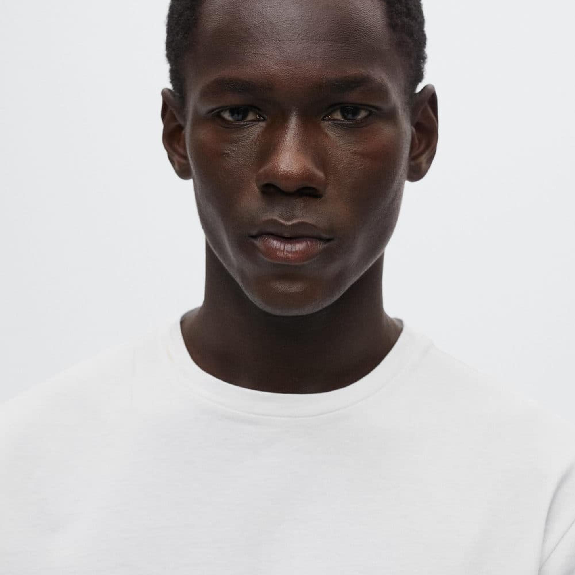 Mango Erkek Lightweight Merserize Günlük Tişört Beyaz