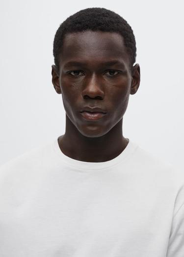  Mango Erkek Lightweight Merserize Günlük Tişört Beyaz