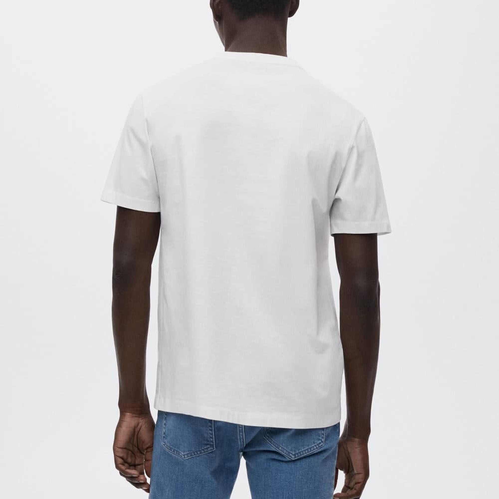 Mango Erkek Lightweight Merserize Günlük Tişört Beyaz