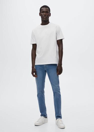  Mango Erkek Lightweight Merserize Günlük Tişört Beyaz