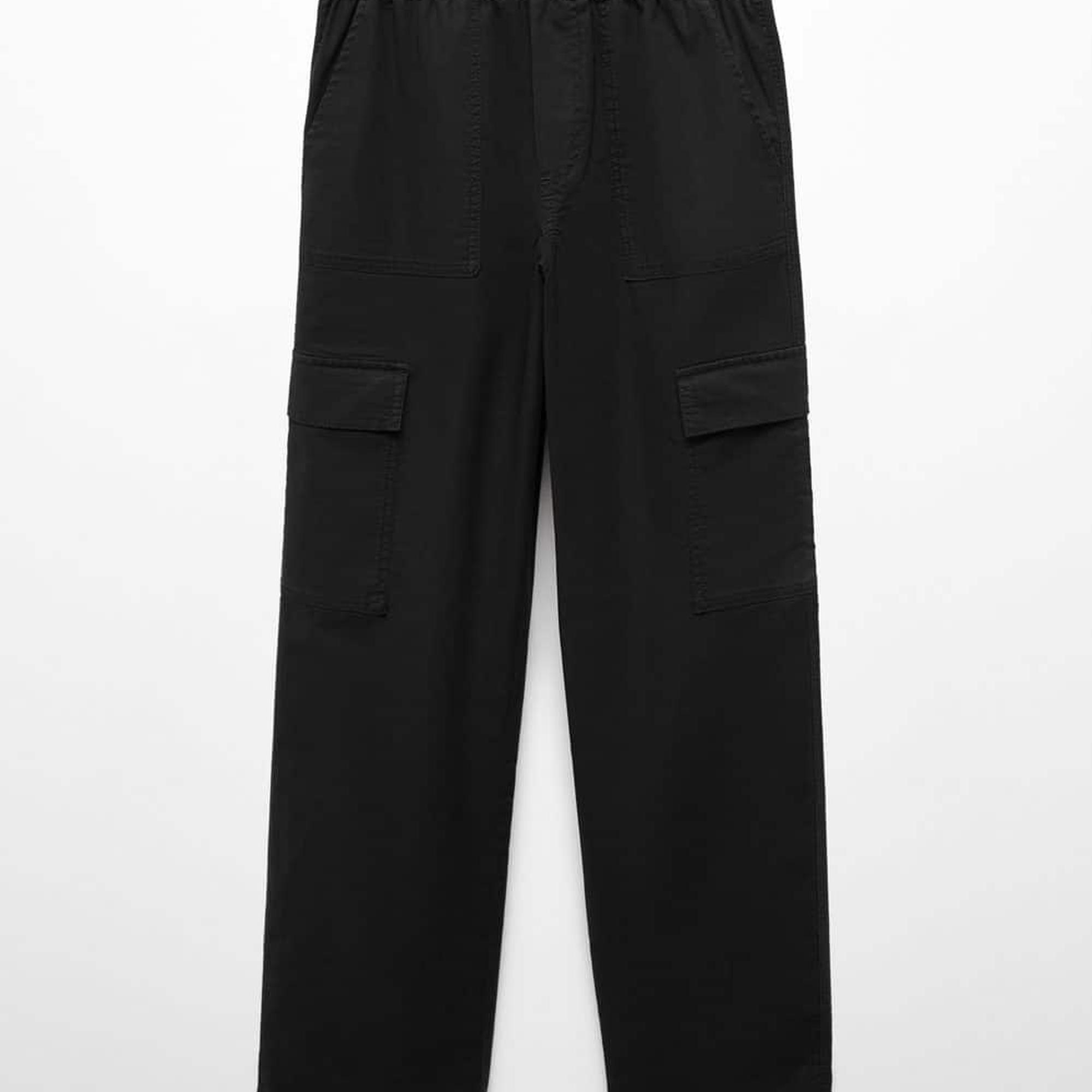 Mango Çocuk Dökümlü Kargo Pantolon Siyah