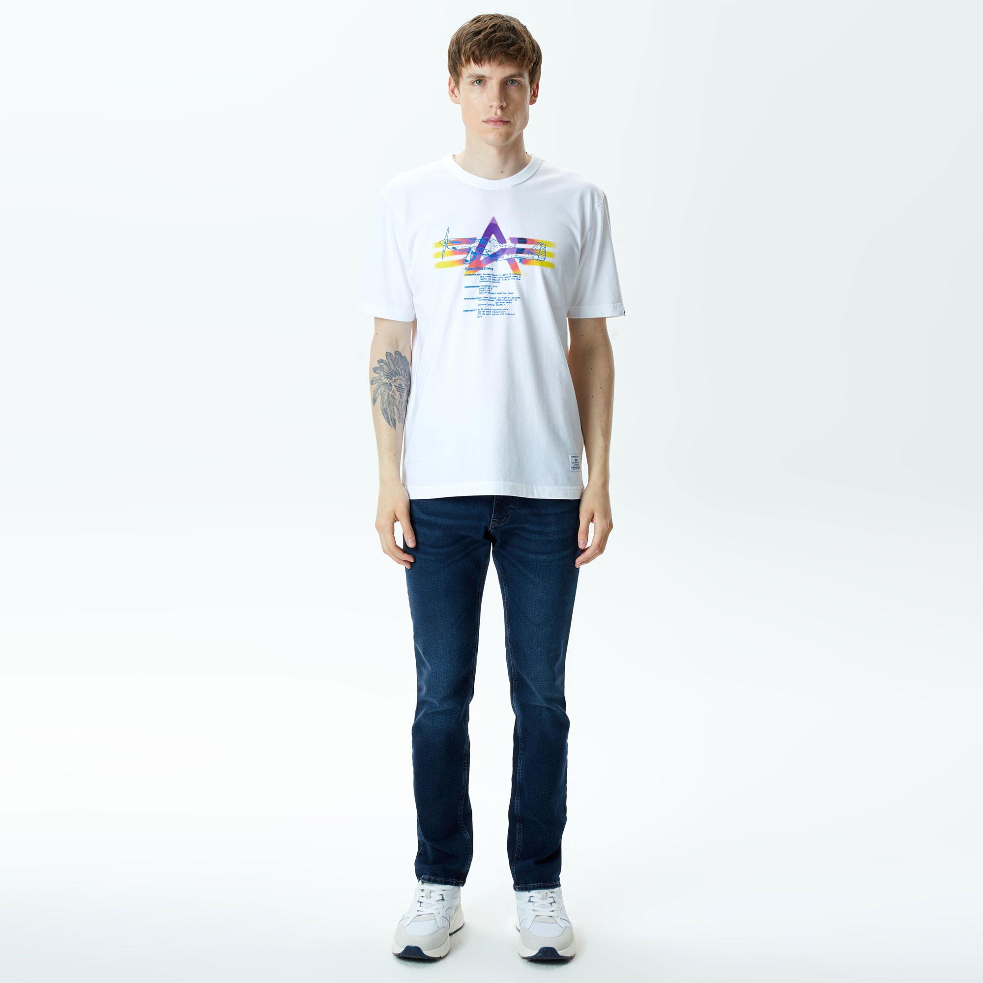Alpha Industries Alpha Gradient Unisex Beyaz T-Shirt