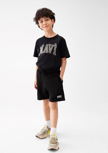  Mavi Mavi Logo Baskılı Siyah Şort 6410003-900