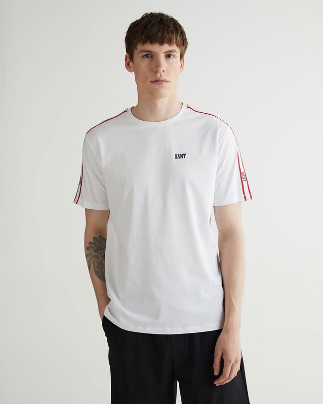  GANT Erkek Beyaz Regular Fit Bisiklet Yaka Renk Bloklu T-shirt